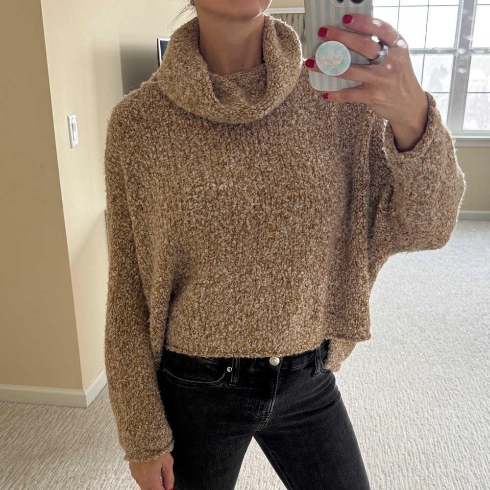 Free people BFF Tan cowl neck boxy Sweater